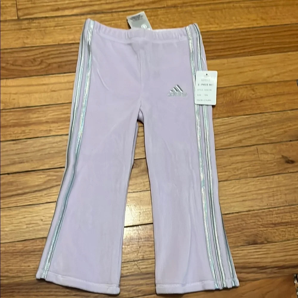 Adidas Lavender Velvet Set flare pants crew sweatshirt